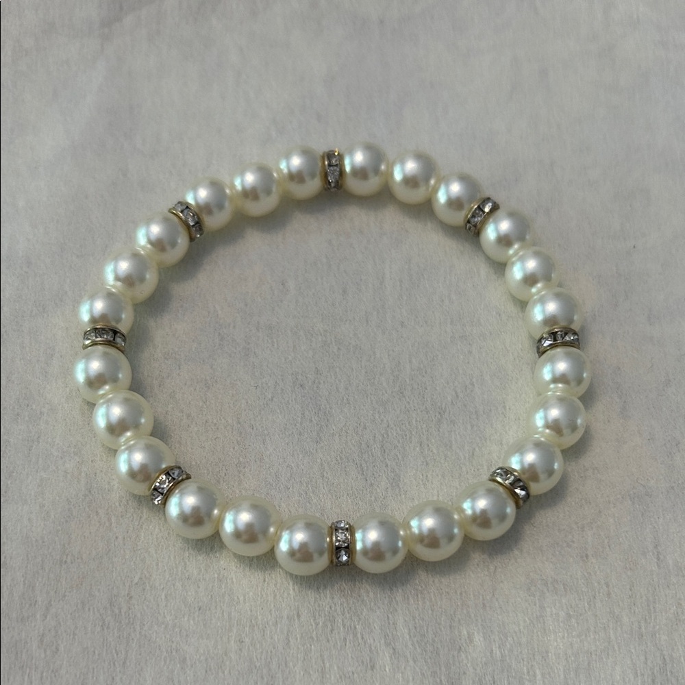 Faux Pearl Bracelet with Silver Accents